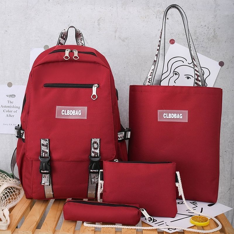 

Минималистичный однотонный высококачественный рюкзак 4 шт. Водонепроницаемая сумка большой вместимости для учеников начальной школы. Сумка через плечо. Набор с пеналом. Regular version