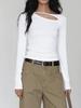Red Spicy Girl Hollow Long Sleeve T-Shirt Women's Petite Stylish Base Layer for Spring and Autumn