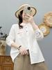 2026 Spring Artistic Long Sleeve Double Layer Cotton Gauze Shirt - Women's Loose, Slimming, Solid Color Top