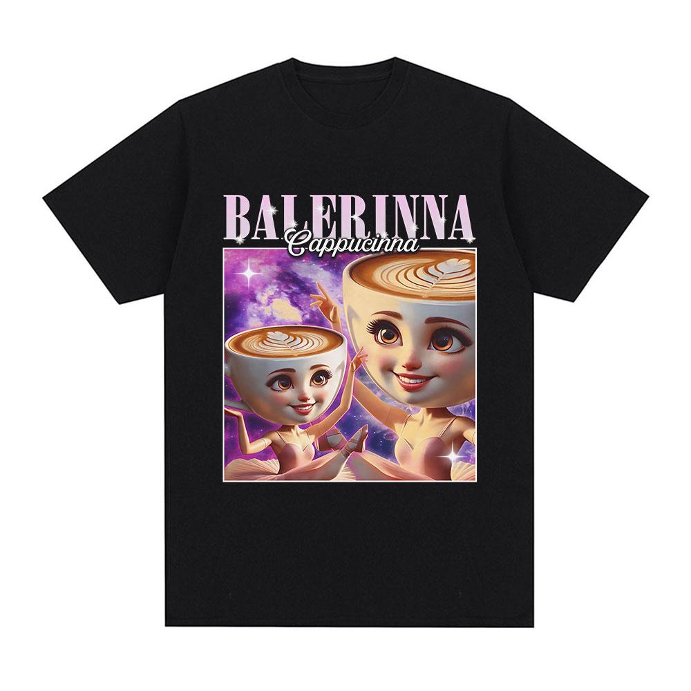 

Ballerina Cappuccina Funny Italian Brainrot Meme Graphic T Shirt Men Women Clothing Fashion Loose T Shirts Casual Cotton T-shirt 5XL різнокольоровий