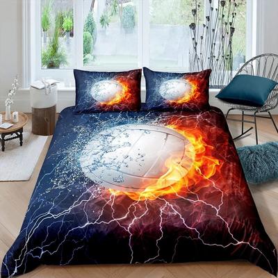 Volleyball Bedding Set Sports King Queen Duvet Cover Boys Girls Ball Theme Fire and Water Comforter Cover Polyester Quilt Cover