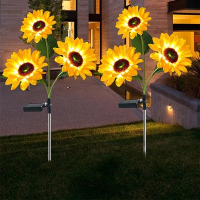 Garden Courtyard Lawn Night Light Landscape Light Home Decoration Lantern 1/3 Head LED Solar Simulation Sunflower Light