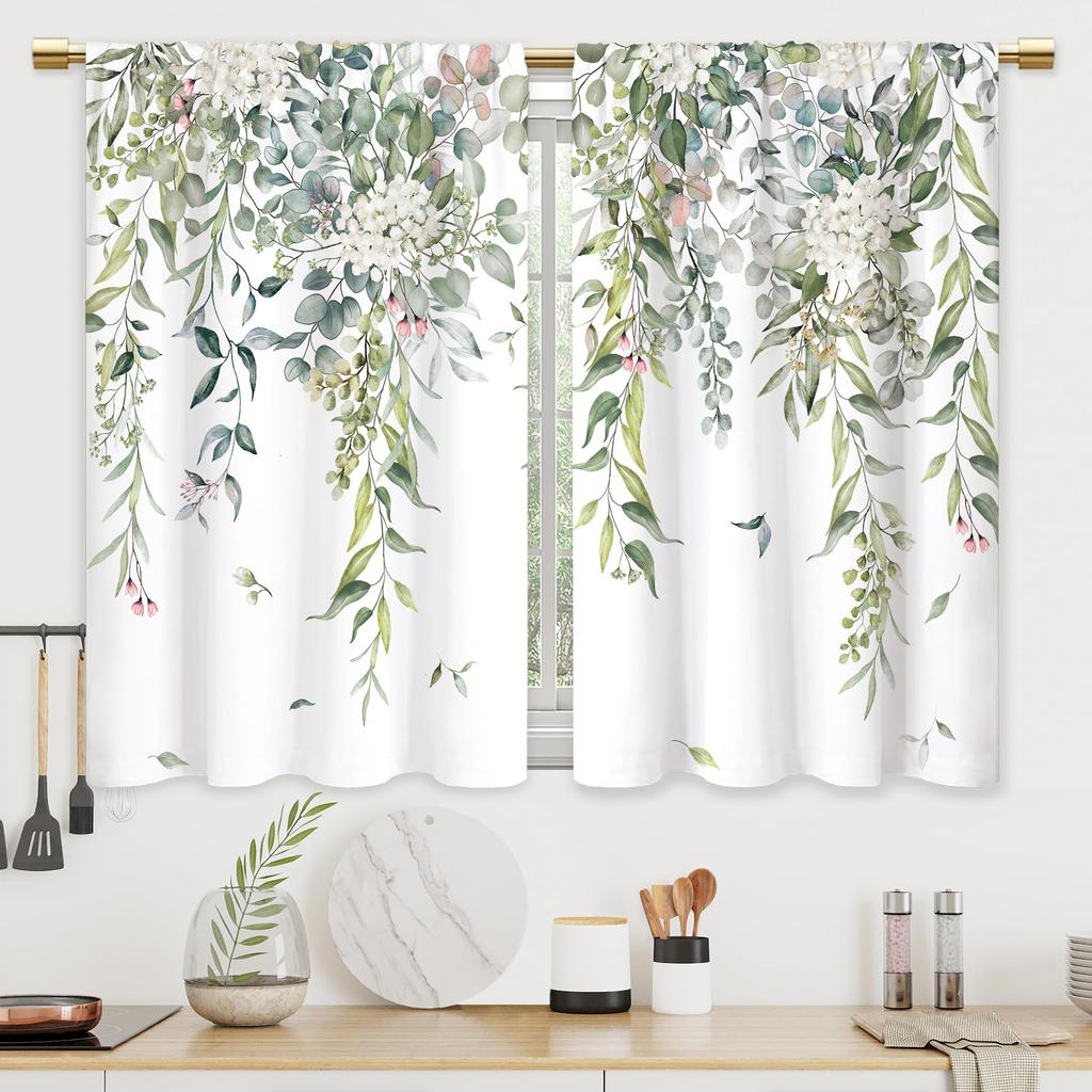 2 Panels Rustic Yellow Floral Kitchen Curtains Farmhouse Bathroom Window Treatment Drapes Cafe Small Bedroom Short Curtains
