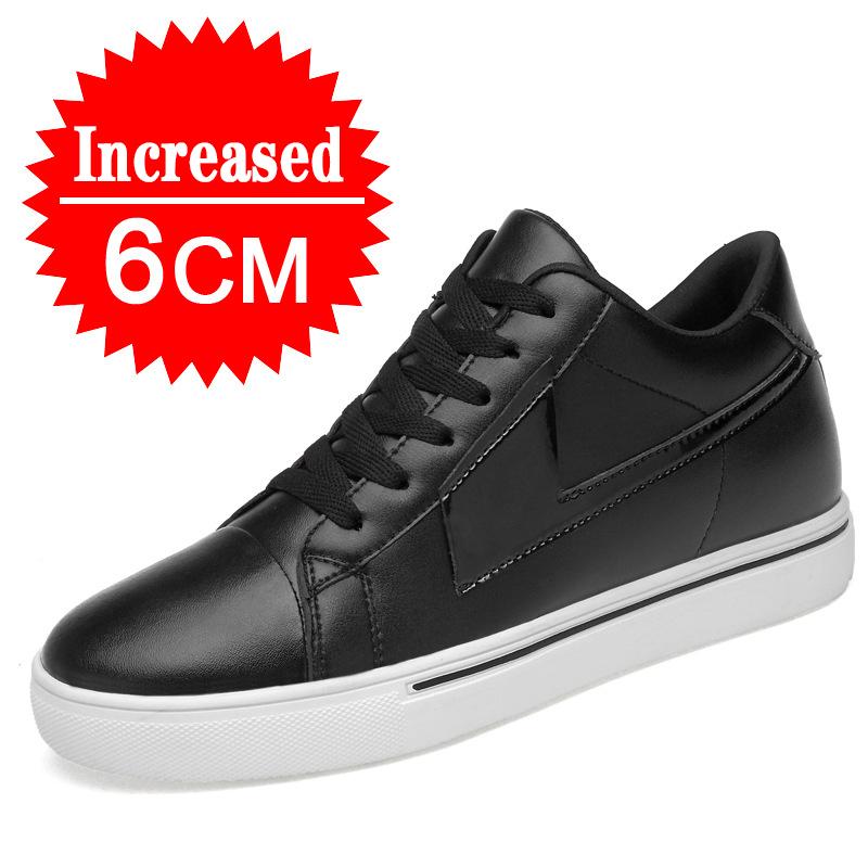 Fashion Sneakers Man Elevator Shoes Height Increase Insole 10cm White Black Taller Shoes Men Leisure Fashion Leather Sports Plus Size 44