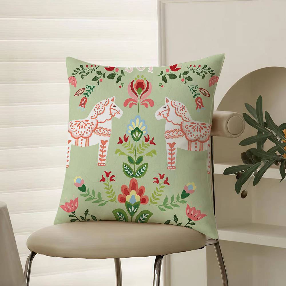 Classical Style Darama Print-Beautiful Pillow Case Comfort Sofa Bed Silky Elegant Invisible Zipper Decorative Cushion Cover
