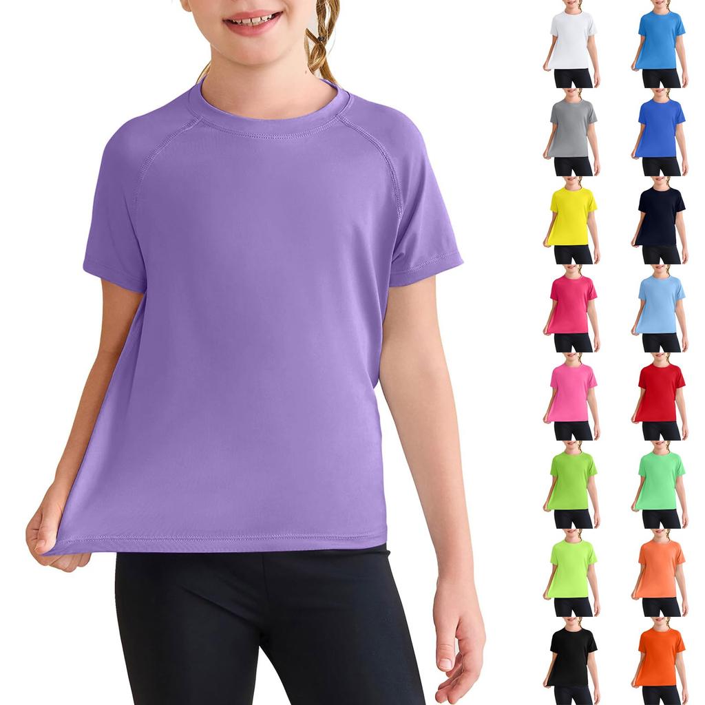 Kids' Quick-Dry Tee - Solid Color Sport T-Shirt