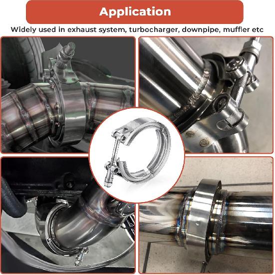 AKIHISA 1.5 Inch 304 Stainless Steel V Band Clamp, For Turbo Exhaust Down Pipes Flange Kit, Racing Ford Pickup Truck Exchange Exhaust Accessories