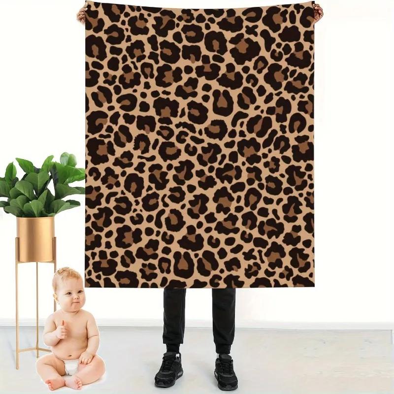 Flannel Throw Blanket Leopard Lightweight Cozy Soft Fleece Blanket Throw for Kids Adults Sofa Travel Car Office Decorative Gift