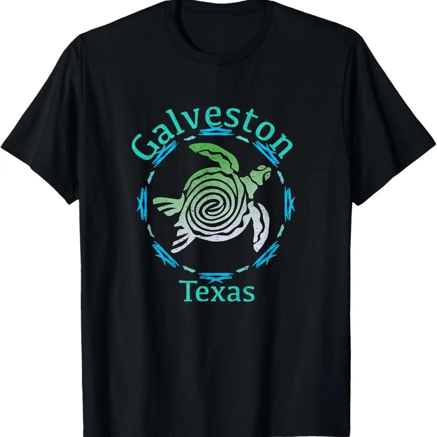 Galveston Texas Vintage Tribal Turtle Gift T-Shirt S чёрный