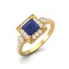 1.27 Cts Blue Sapphire Square Solitaire Accent 925 Sterling Silver Gold Vermeil Women Wedding Rings