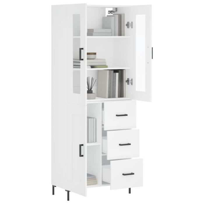 VidaXL Buffet haut Blanc 69,5x34x180 cm Bois d'ingénierie 3198657