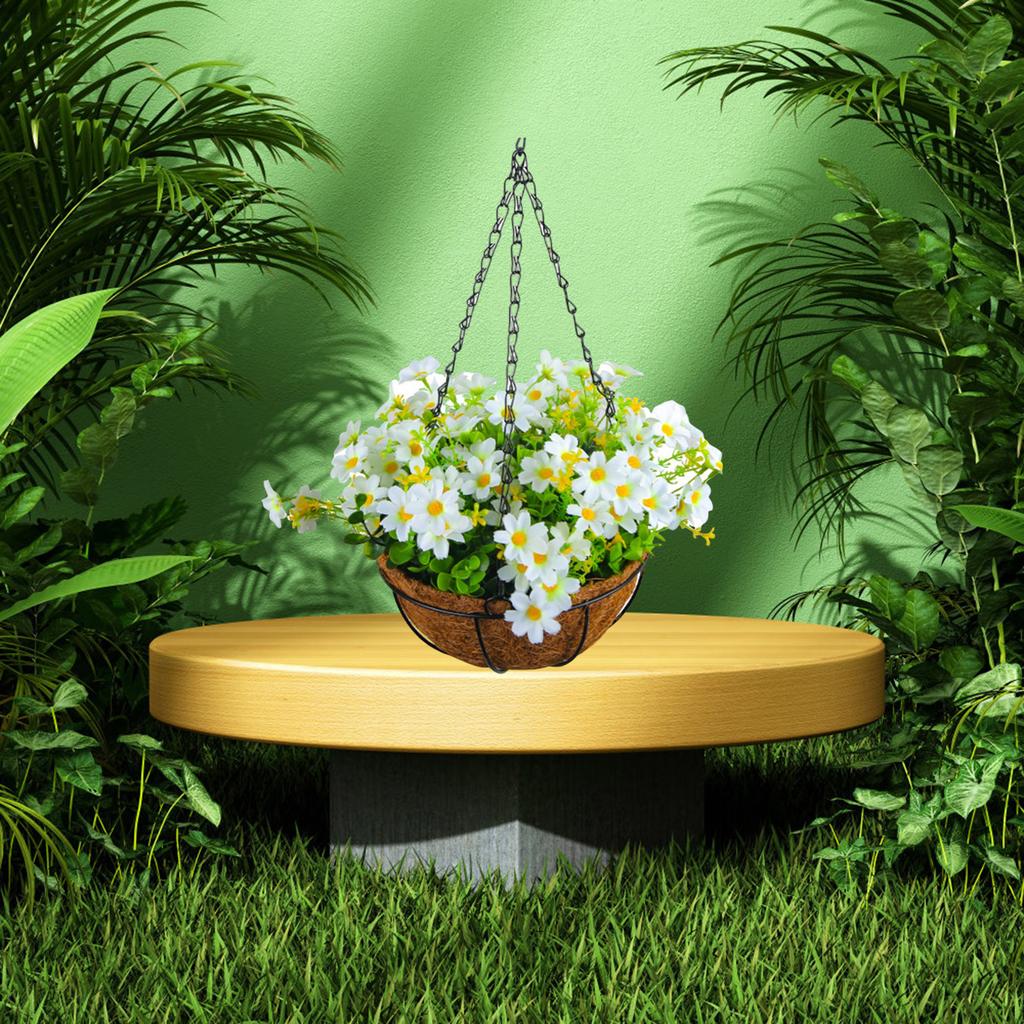 Artificial Flower Hanging Basket With Various Bows