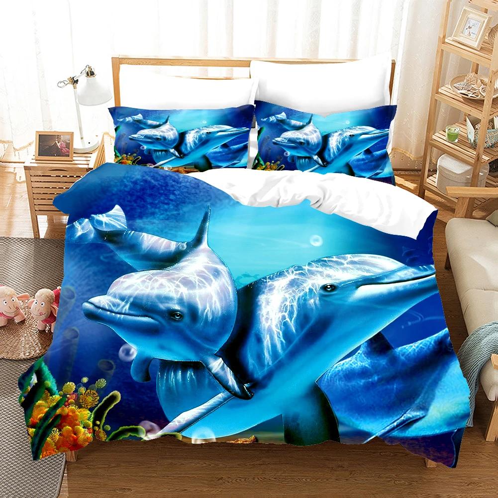 Ocean Dolphin Bedding Set Kids Winter Duvet Cover Sets Kids,twin Full Queen King Bedroom Set  Home Textile Housse De Couette