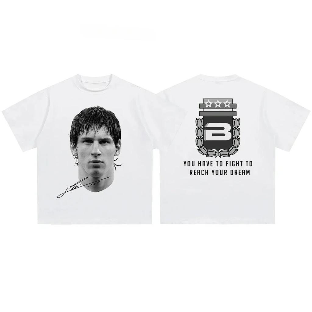 Cristiano Ronaldo Neymar Lionel Messi Football Superstar Portrait Printed Tee Men Women  Loose Casual Short Sleeve Tshirt