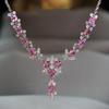 Meet Beauty, Heavy Industry Light Luxury Super Fairy Butterfly Full Diamond Necklace, Micro-Inlaid Diamond Luxury Argyle Pink Diamond Set Chain