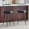 Modern Metal Bar Stool in Windsor Style with Upholstered Seat for Kitchen Islands, Bars, Restaurants; Bar Height; Vintage and Minimalist Style