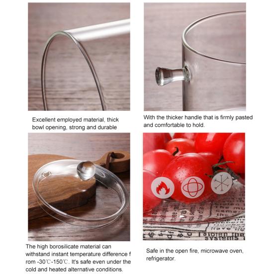 Glass Cooking Pan Healthy Heat-resistant Transparent Cooking Soup Glass Milk Pot with Lid