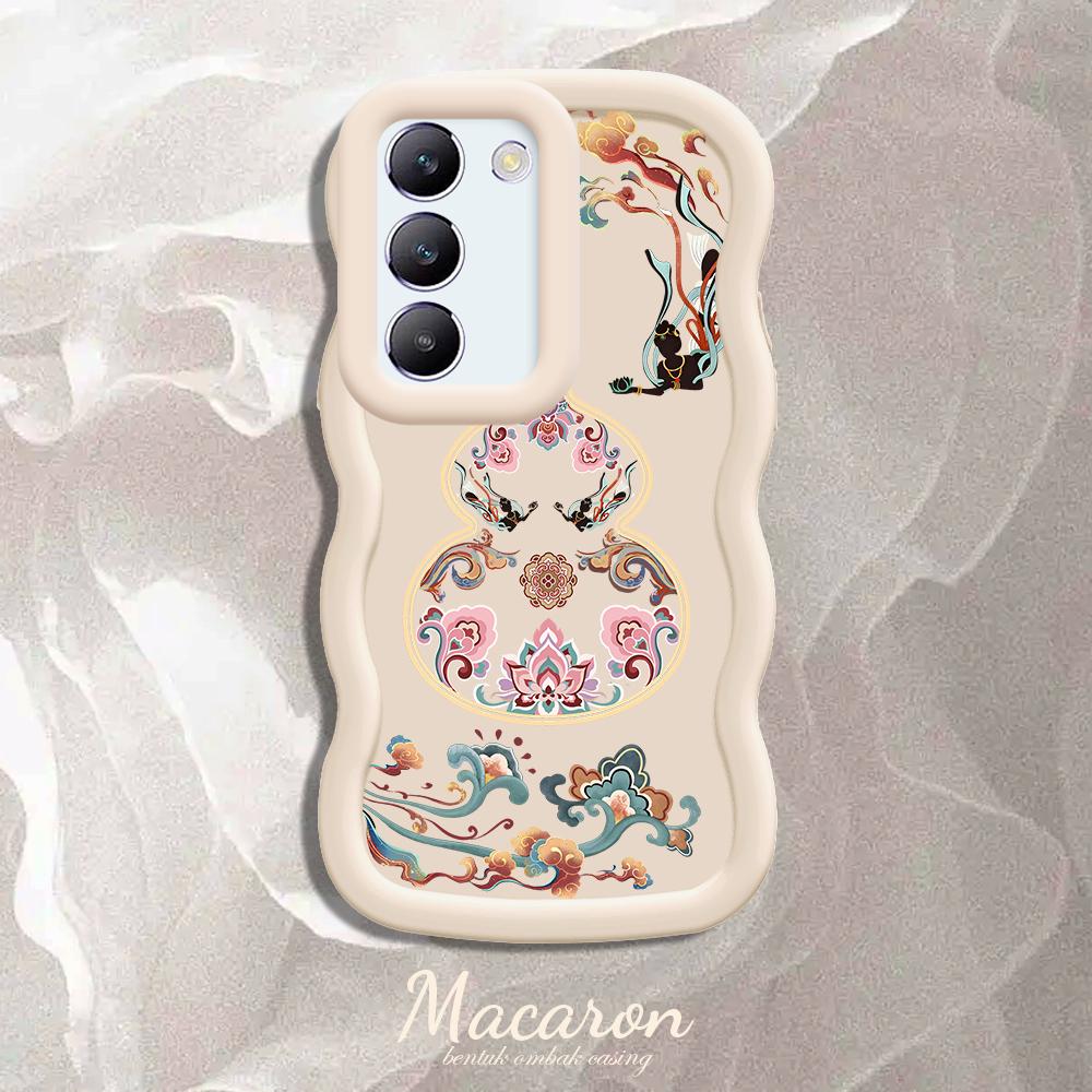 

Окрашенный узор Big Wave Edge Мягкий силиконовый материал Macaron чехол для телефона противоударный защитный резиновый чехол для OnePlus Vivo Motorola Moto Vivo Y77T 5G белый