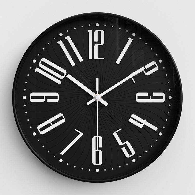 Wall Clock Modern Simple Three-dimensional Characters Personalized Creative Round Wall Clock Bedroom Silent Quartz Clock 12 Inches 30CM