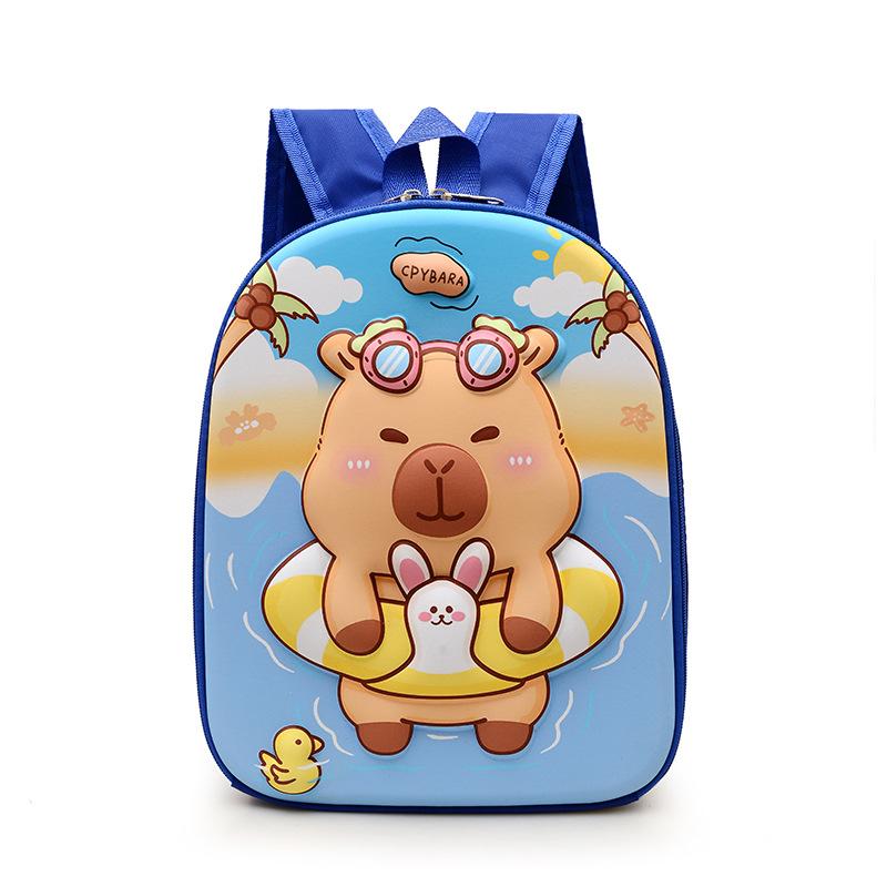 School Bag Kapibara Bag Cartoon Hard Shell Bag 3-6 Years Old Trendy Fashion Shoulder Back