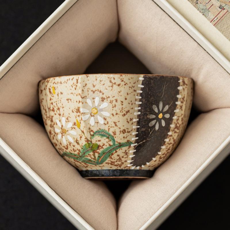 Hand-painted Daisy Lotus Petal Tea Cup Japanese Ceramic Teacups Porcelain Household Chinese Kung Fu Teaware Master Mugs Gift Box