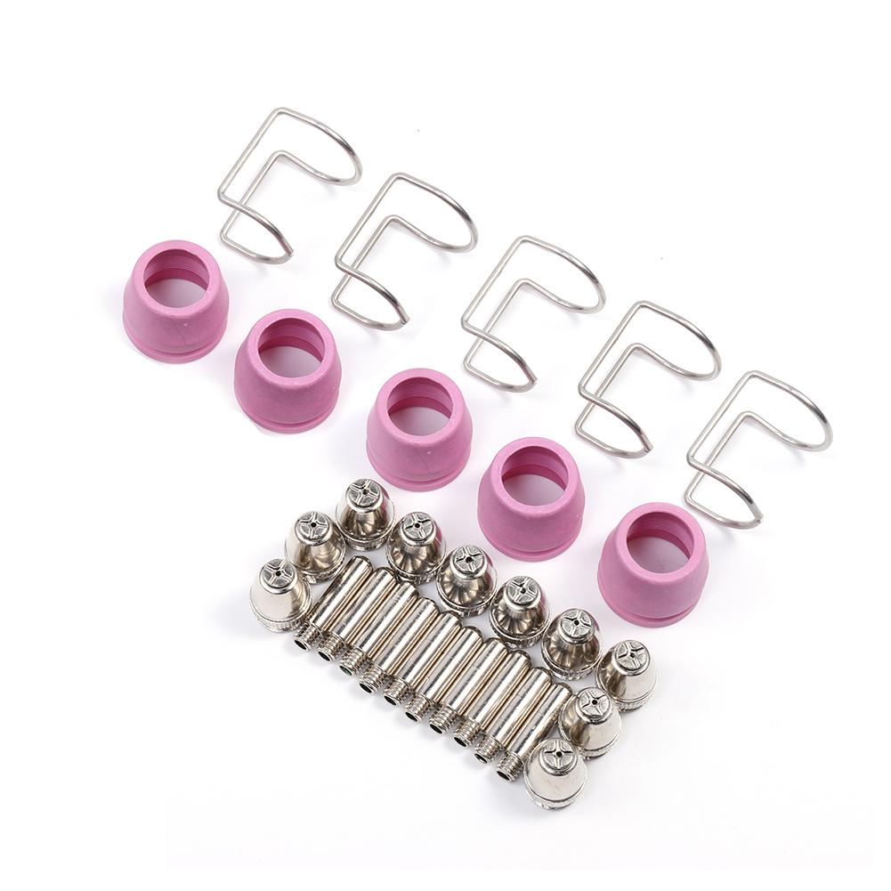Electrode Tip Nozzle Kit 30pcs Consumable Professional Plasma Cutting Accessories Guide Ring Shielding Cup for SG55 AG-60 Torch
