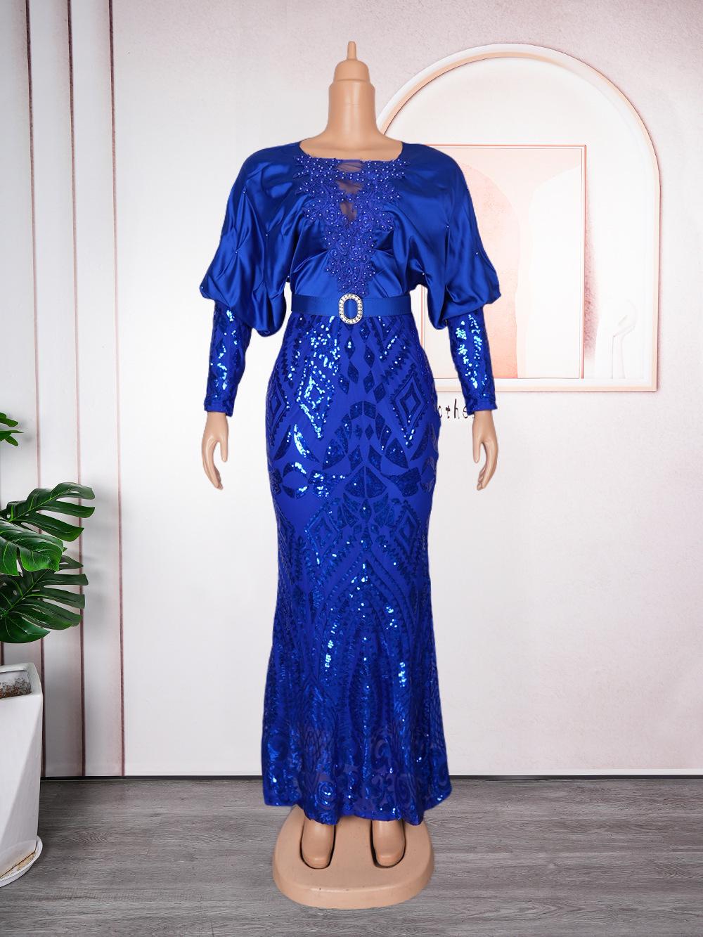 

Элегантное вечернее платье с пайетками большого размера для женщин L синий