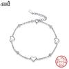 EFFIE QUEEN 925 Pure Silver Heart Shape Zircon Adjustable Wristband Chain Link Heart Bracelet Jewelry Valentine's Day Gift SB02