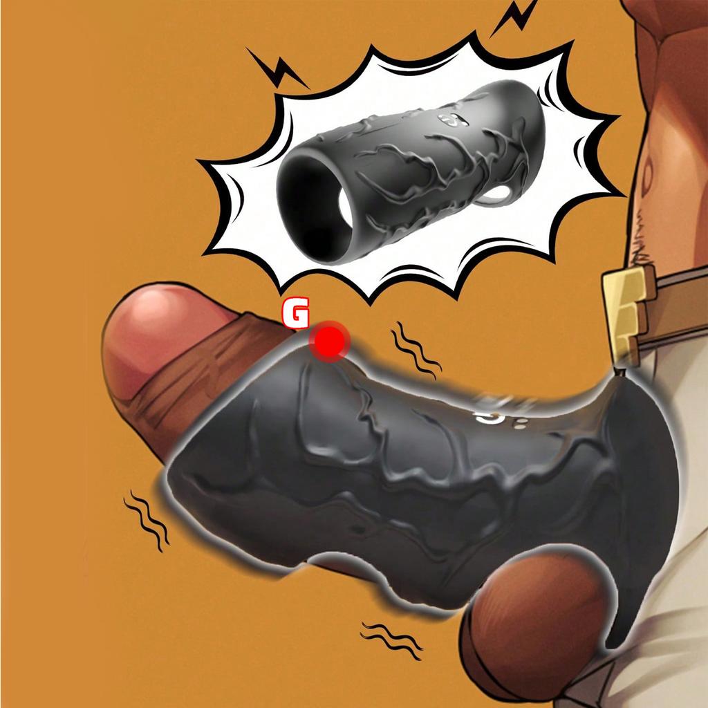 Dual Stimulation Vibrating Penis Holster-10-Position Male Enhancement Couples Sex Toys,Rechargeable G-spot/Testicle Stimulator with Body-Safe Silicone