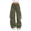 Women's High Street Cargo Pants, Loose Straight Wide Leg with Big Pockets, Vintage Casual Trousers