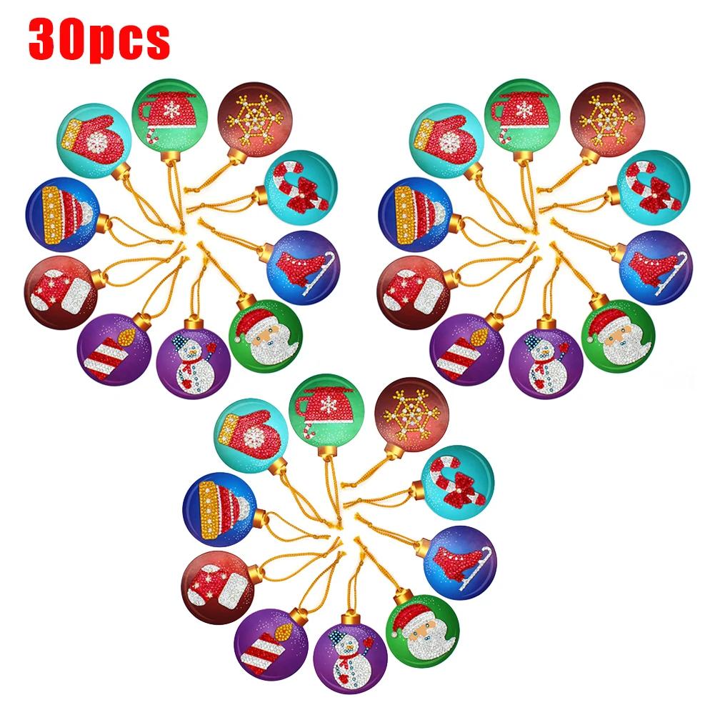 10/20/30pcs DIY Full Drills Diamond Painting Christmas Tree Pendant Hanging Ornament Christmas Decoration Natal Navided