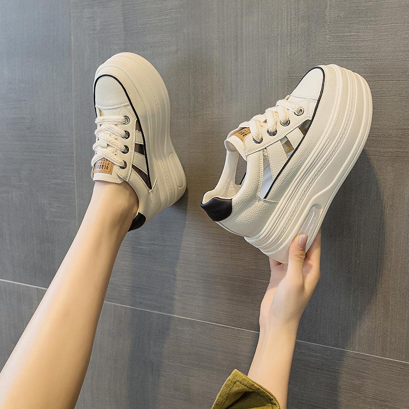 Small Women's Shoes In the Autumn of 2025 New Thick-soled Wedge Heel Muffin Heel Women's Shoes Inner Height Increase Heel Casual Shoes Women's Tide