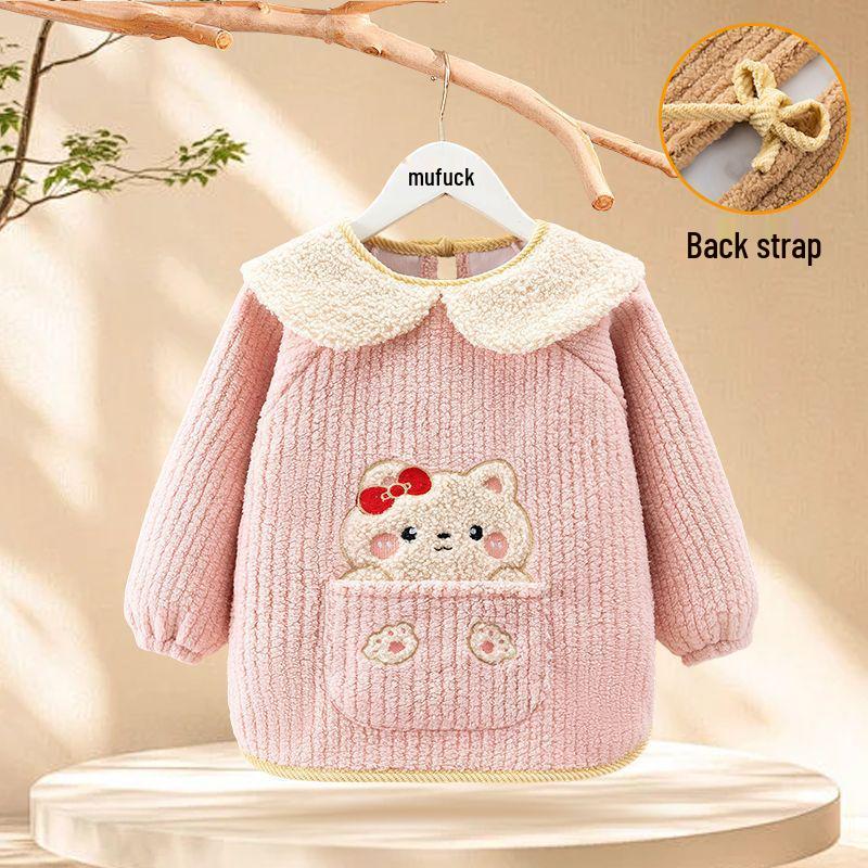 Autumn/Winter Unisex Baby Coverall - Thick Coral Fleece, Waterproof, Stain-Resistant, Soft and High-Quality Design