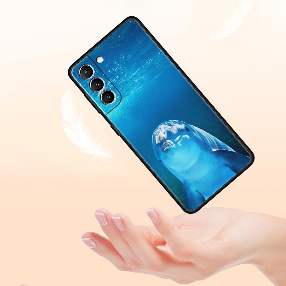 Ocean Animal Dolphin Phone Case For Samsung Galaxy S26 Ultra S25 Plus S24 FE S23 S22 5G S21 S20 Cover Black Soft