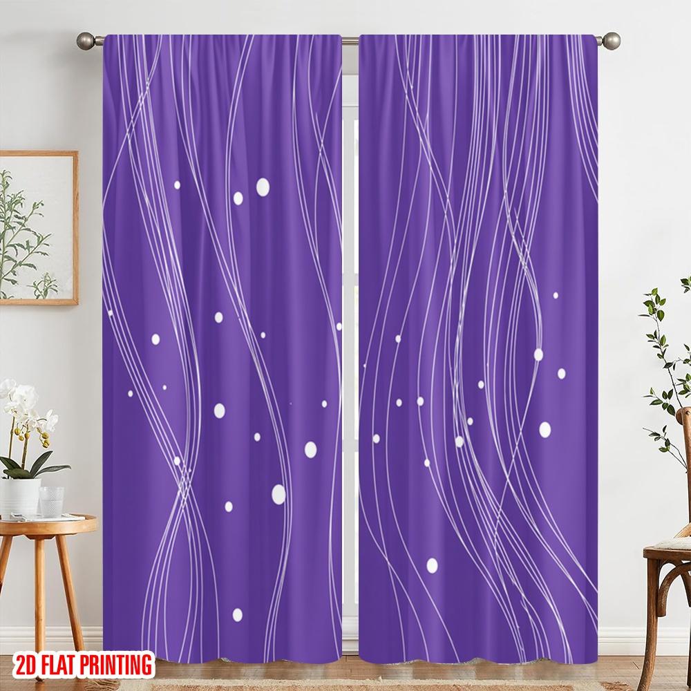 2pcs,2D Plane Printing Light Filtering Curtains Flowing Lines and Dots Versatile 100% Polyester (without Rod) Home Decor for