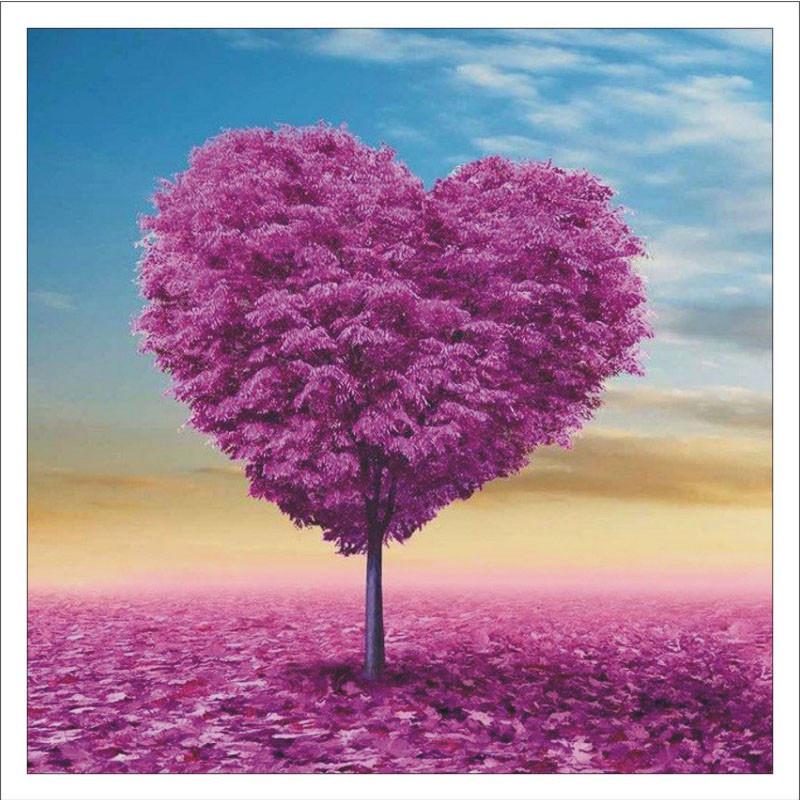 

Полный 5D Diy Бриллиант Живопись Фиолетовый Любовь Дерево Бриллиантовая Вышивка Полный Lay Вышивка крестиком Домашний декор Ручной работы Подарок