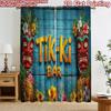 2D Flat Printing 2pcs Curtain Party Curtain Tropical Tiki Bar Decor Digital Printed Polyester Drapes Family Party Decoration Use