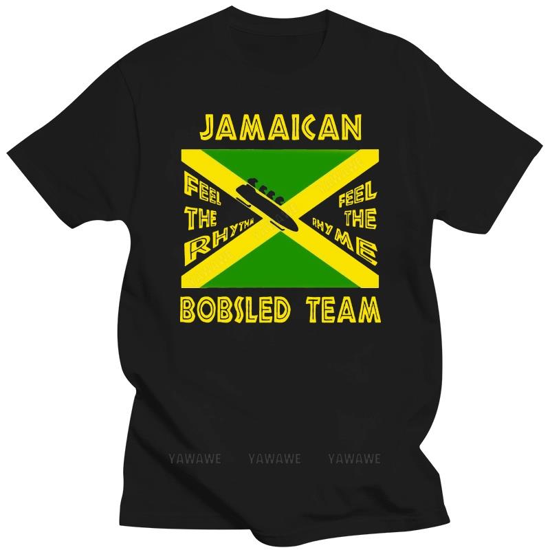 Black t shirt for male summer brand tee-shirt Cool Runnings Jamaica Bobsled Team Feel Rhythm Feel Rhyme Flag Funny T-Shirt