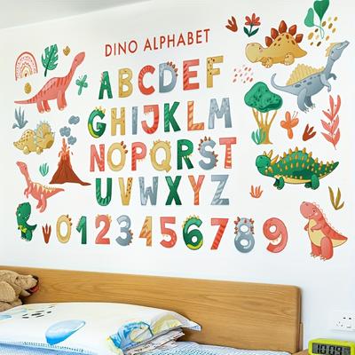 Kreativer Wandaufkleber, Cartoon-Dinosaurier-Alphabet-Aufkleber, Schlafzimmer, Veranda, Heimdekoration, Wanddekoration, Aufkleber
