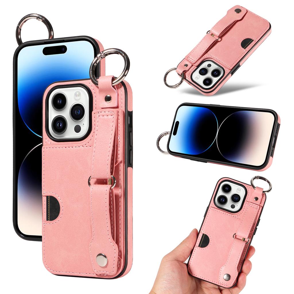 Etui na telefon ze skóry PU z kieszeniami na karty, z pierścieniem na palec i klamrą do paska na nadgarstek do iPhone'a XS, XR, XS Max, iPhone'a 7,8,7Plus,11,11Pro,11Pro,12,13,14,15...