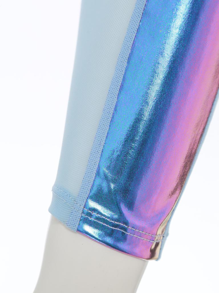 Men Mesh See Through Top Crew Neck Long Sleeve Front Zipper Half Shirt Breathable Metallic Club Top