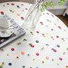 Table Cloth Multicolour Embroidered Flowers Cake Photography Background Embroidered Props Cloth White Tablecloth