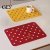 Flexible Placemat Rectangular Polka Dot Placemat, Artificial Leather Dining Mat, Non-Slip Modern Home Heat Resistant Table Protector Mat for