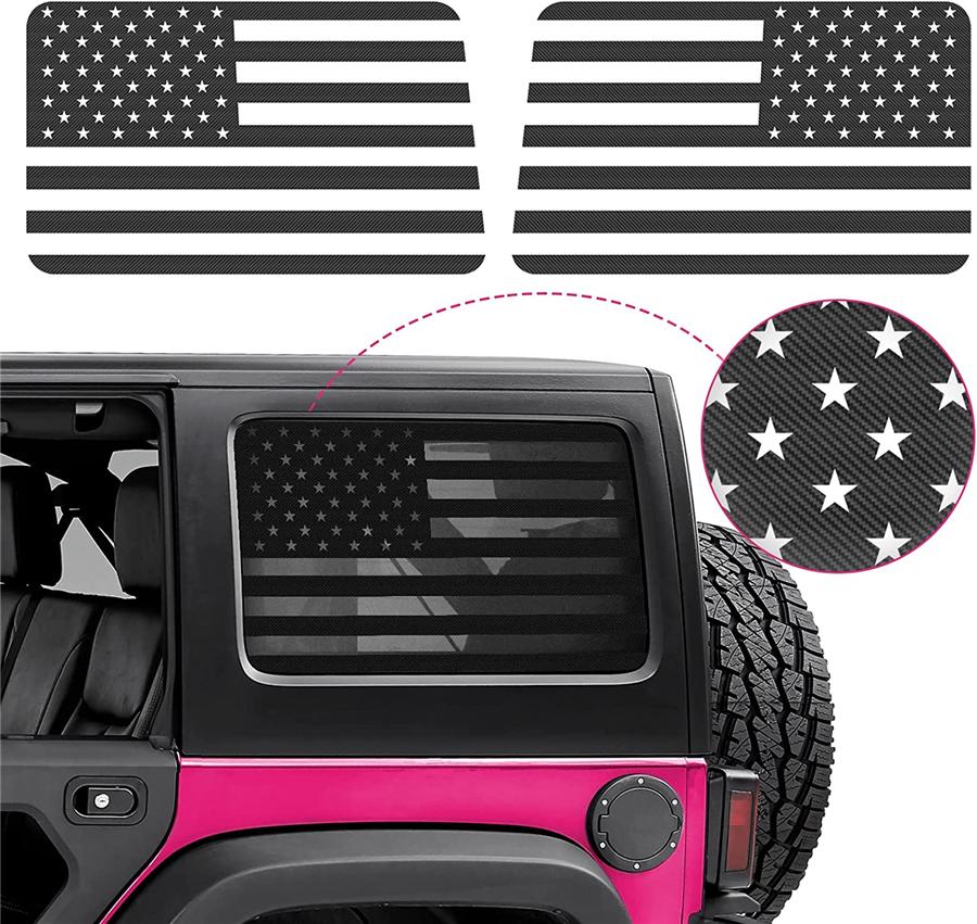 2x American Flag Window Decal Sticker For Jeep Wrangler JK JKU 2007-2017 4-Doors