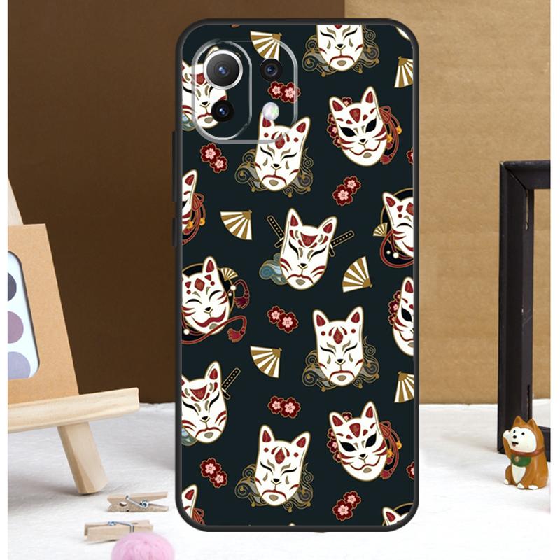 Japanese Kitsune Fox Mask Case For Xiaomi 14 Ultra 13 11T 12T 13T Pro 12 Lite POCO X6 Pro X3 X4 X5 M5s M6 F3 F5 Cover