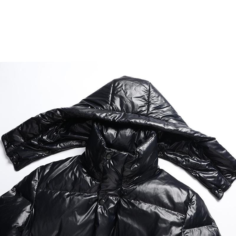 Péřová bunda pánská módní ležérní lesklá dlouhá zateplená pánská a dámská stejného stylu 90 bílé kachní peří péřová bunda pro muže a ženy