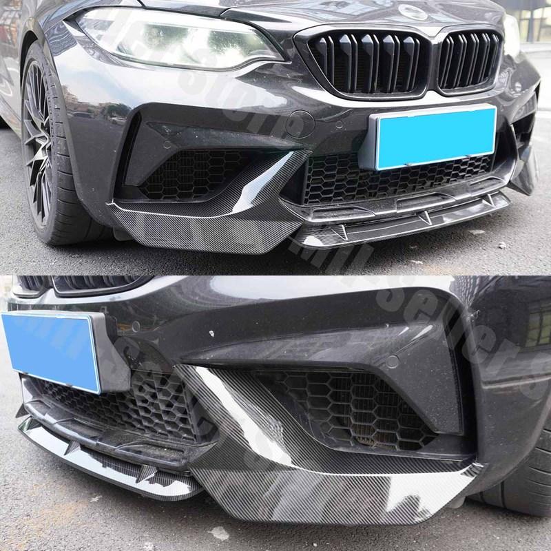 For BMW F87 M2 Competition 2016 2017 2018 2019 2020 Front Bumper Lip Car Accessories Spoiler Splitter Body Kit Glossy Black
