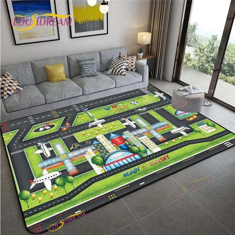 Alfombra Road Traffic Rout Map Carpet Living Room Sofa Coffee Table Bedroom Rugs Kitchen Kid Play Anti-slip Floor Mat Home Decor