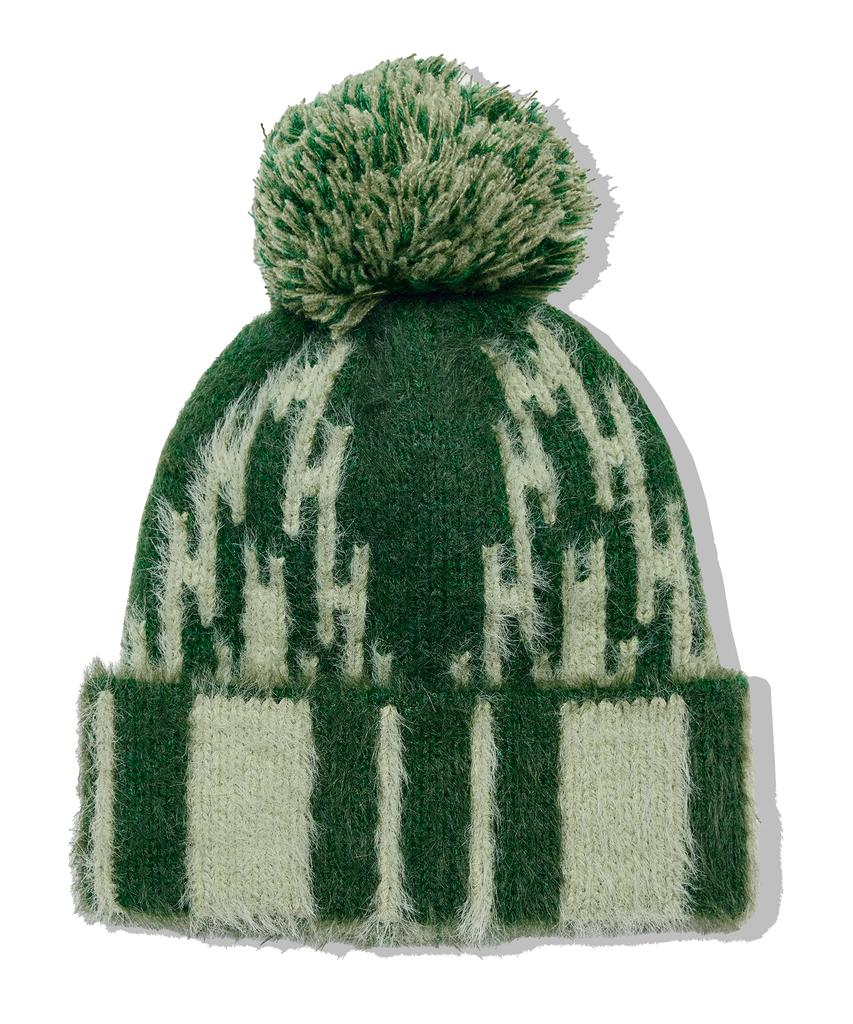 KND Navajo Pattern Hairy Beanie Green