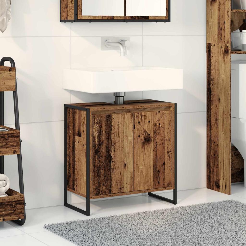 Bathroom Cabinet with Door Rustic Wood Look 60 x 30 x 60 cm Engineered Wood